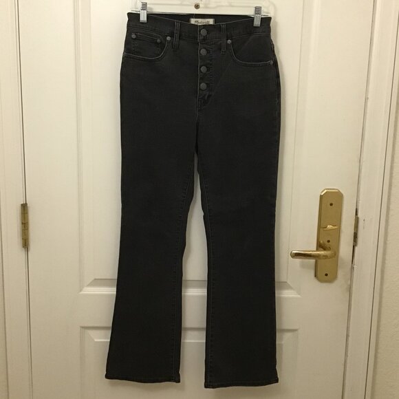 Madewell Black Gray Cali-Demi Boots Jeans Size 28T - Picture 1 of 9